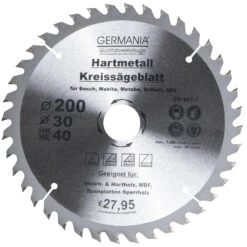 GERMANIA HM Kreissägeblatt Ø 200mm, 40 Zähne Für Holz