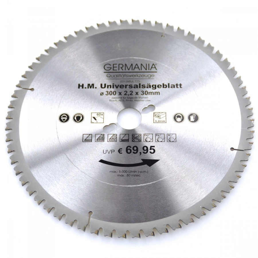 HM Multi Sägeblatt 300x30mm 60Zähne Universal Alu Holz Kunststoff Kreissägeblatt 1 HM Multi Sägeblatt 300x30mm 60Zähne Universal Alu Holz Kunststoff Kreissägeblatt