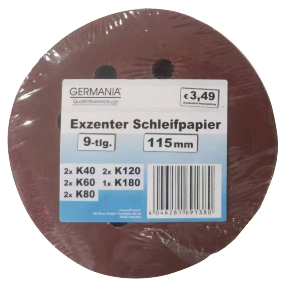GERMANIA Schleifpapier-Set 9-teilig 115 Mm Von K40-180 1 GERMANIA Schleifpapier-Set 9-teilig 115 Mm Von K40-180