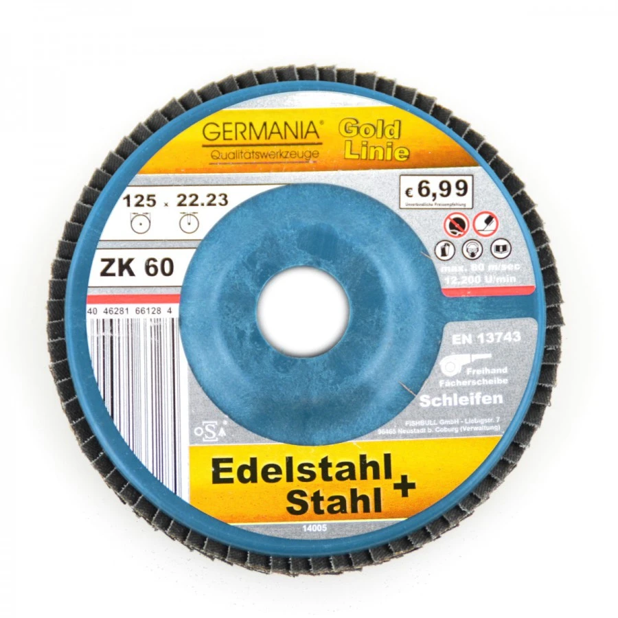 Fächerscheibe 125x22,23 ZK60 Edelstahl Stahl Schleifscheibe Lamellenscheibe 1 Fächerscheibe 125x22,23 ZK60 Edelstahl Stahl Schleifscheibe Lamellenscheibe